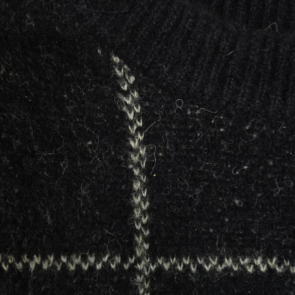J Crew Blue Navy Windowpane Plaid Alpaca Wool Sweater